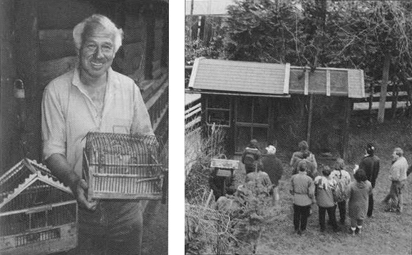 Gasperl Rudolf mit Vogelkäfigen aus 1842 und 1912, Heutige Vogelhütte mit Flugvoliere
